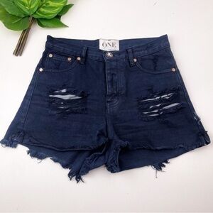 One Teaspoon Shorts Hawks Relaxed Fit High Rise Twisted Cuff Size 25